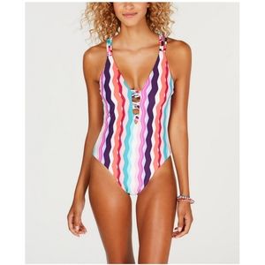 💖BAR III Waves Printed Strappy One-Piece Swimsuit